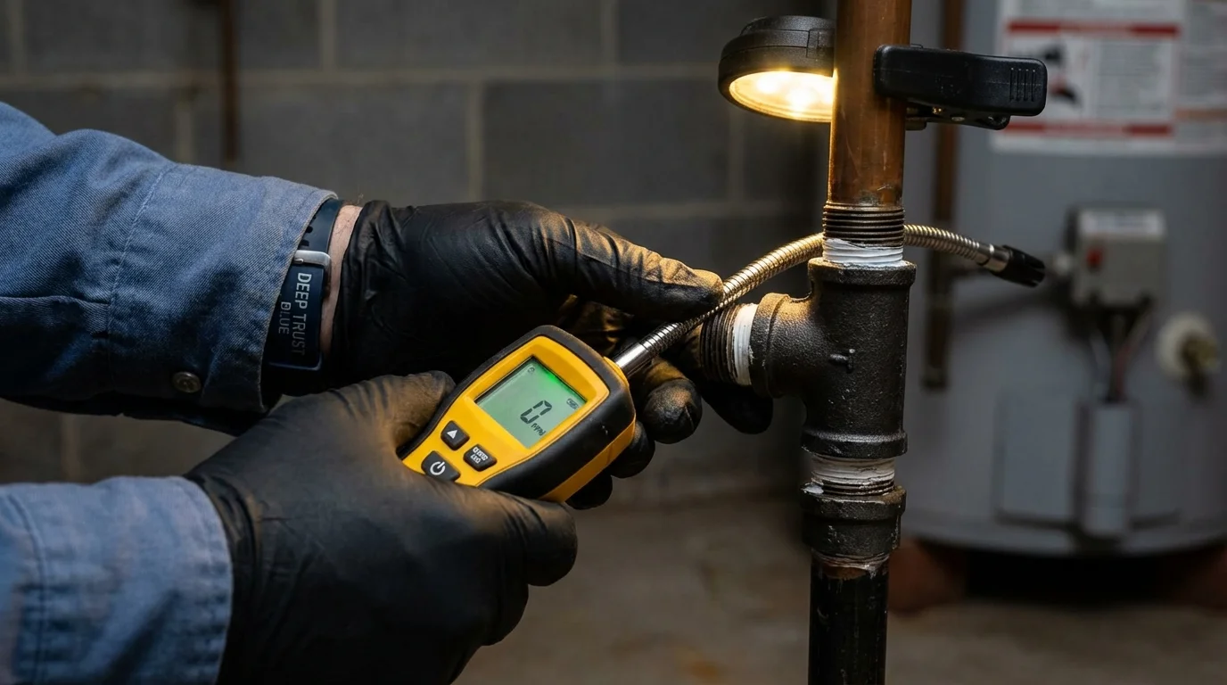 Gas leak detection with electronic sniffer by Johns Plumbing LLC in Neosho