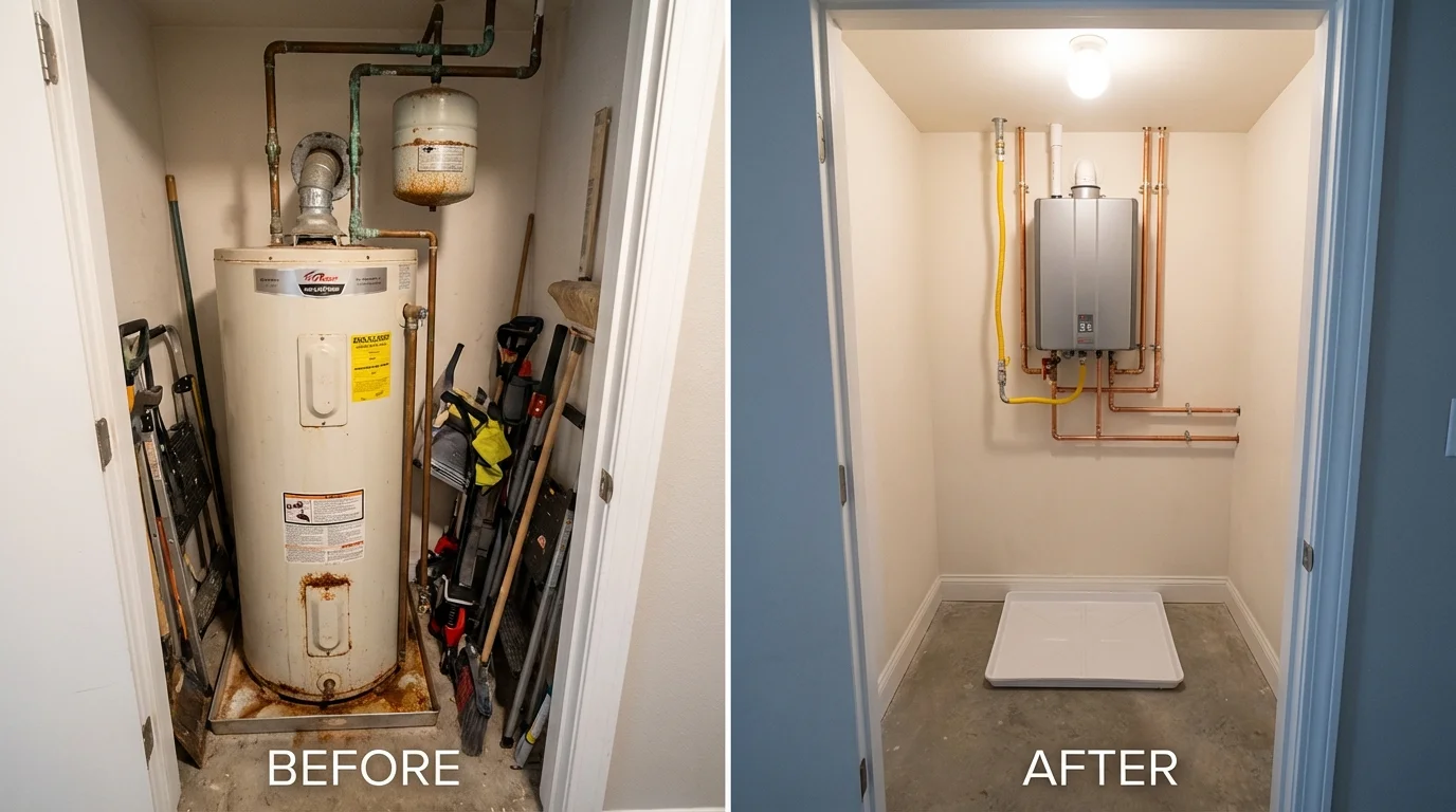 Tank water heater versus wall-mounted tankless unit comparison for Neosho, MO homeowners